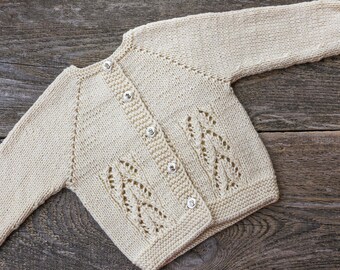 Christening sweater baptism sweater girl hand knit cardigan sweater little girl sweater wool ivory baby sweater baby girl sweater outfit
