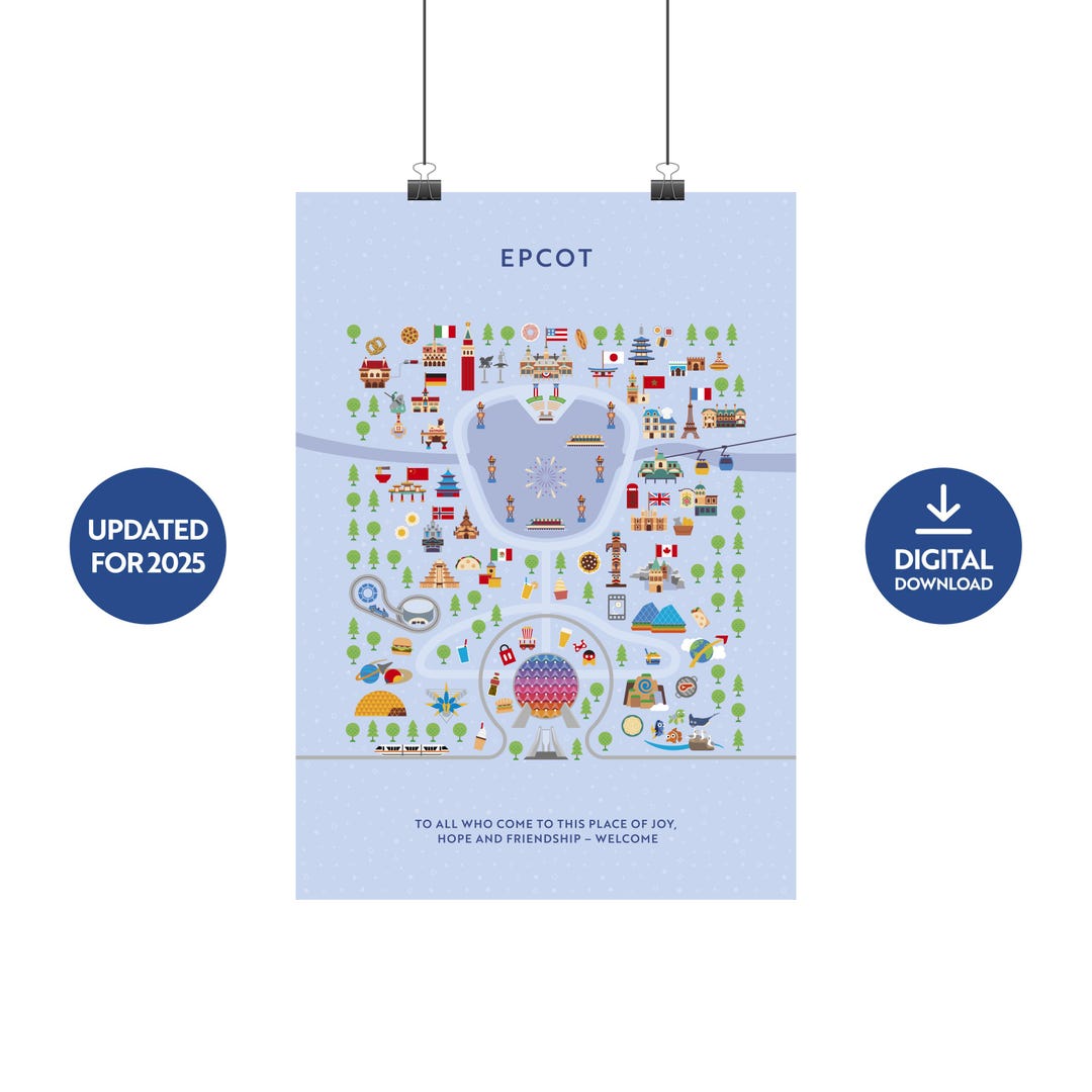 Mapa de Epcot para imprimir – Descarga digital. Actualizado para 2025 ...