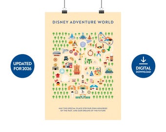 Mapa imprimible de Disney Adventure World – Descarga digital. Actualizado para 2026.