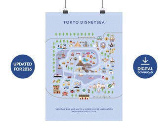 Mapa de Tokyo DisneySea para imprimir – Descarga digital. Actualizado para 2026.