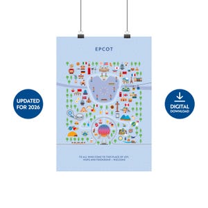 Impression de carte Epcot – Téléchargement numérique. Mise à jour pour 2026