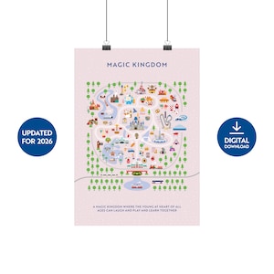 Impresión del mapa de Magic Kingdom – Descarga digital. Actualizado para 2026.