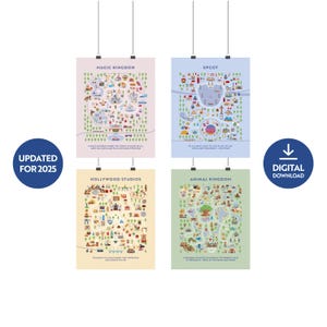 Conjunto de 4 impresiones digitales: elija entre 4 impresiones de WDW, 2 impresiones de Disneyland y 2 pósters de impresiones de Disneyland