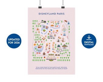 Impresión del mapa de Disneyland París – Descarga digital. Actualizado para 2026.