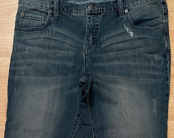 Free People Women's Distressed Faded Straight Leg Denim Pants (Blue, W34 x L30)