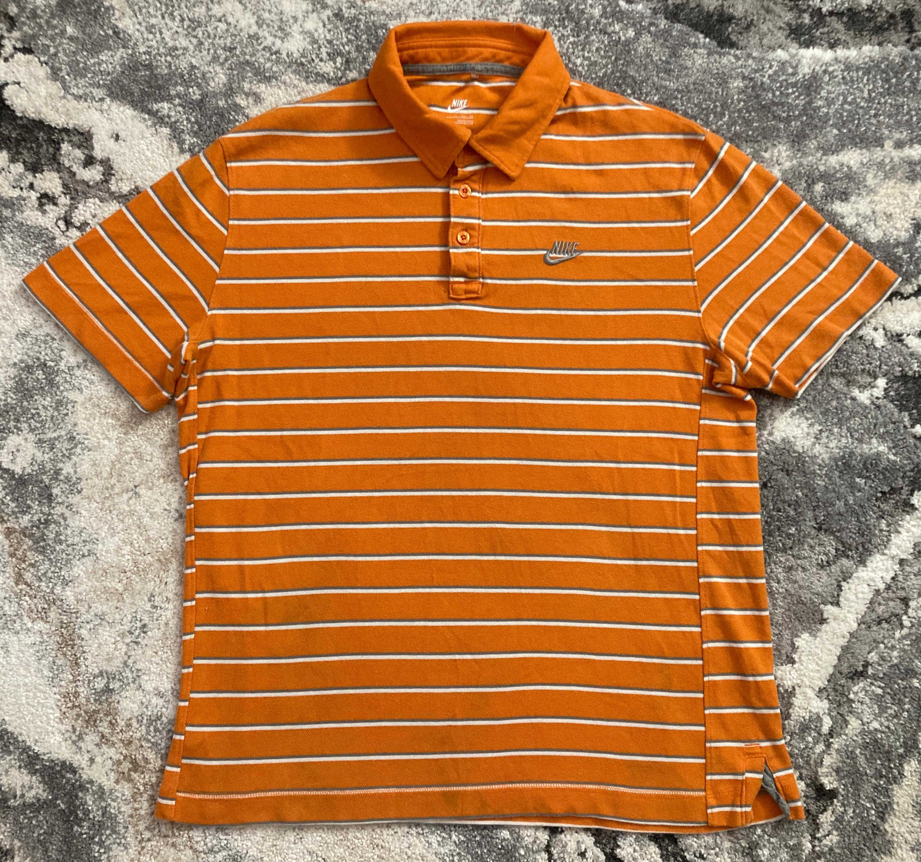 Nike Men's Short-sleeve Striped Polo Shirt (orange, X-large, XL