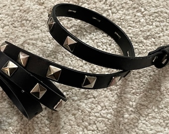 Cintura vintage da donna con borchie (nera, lunghezza circa: 34")