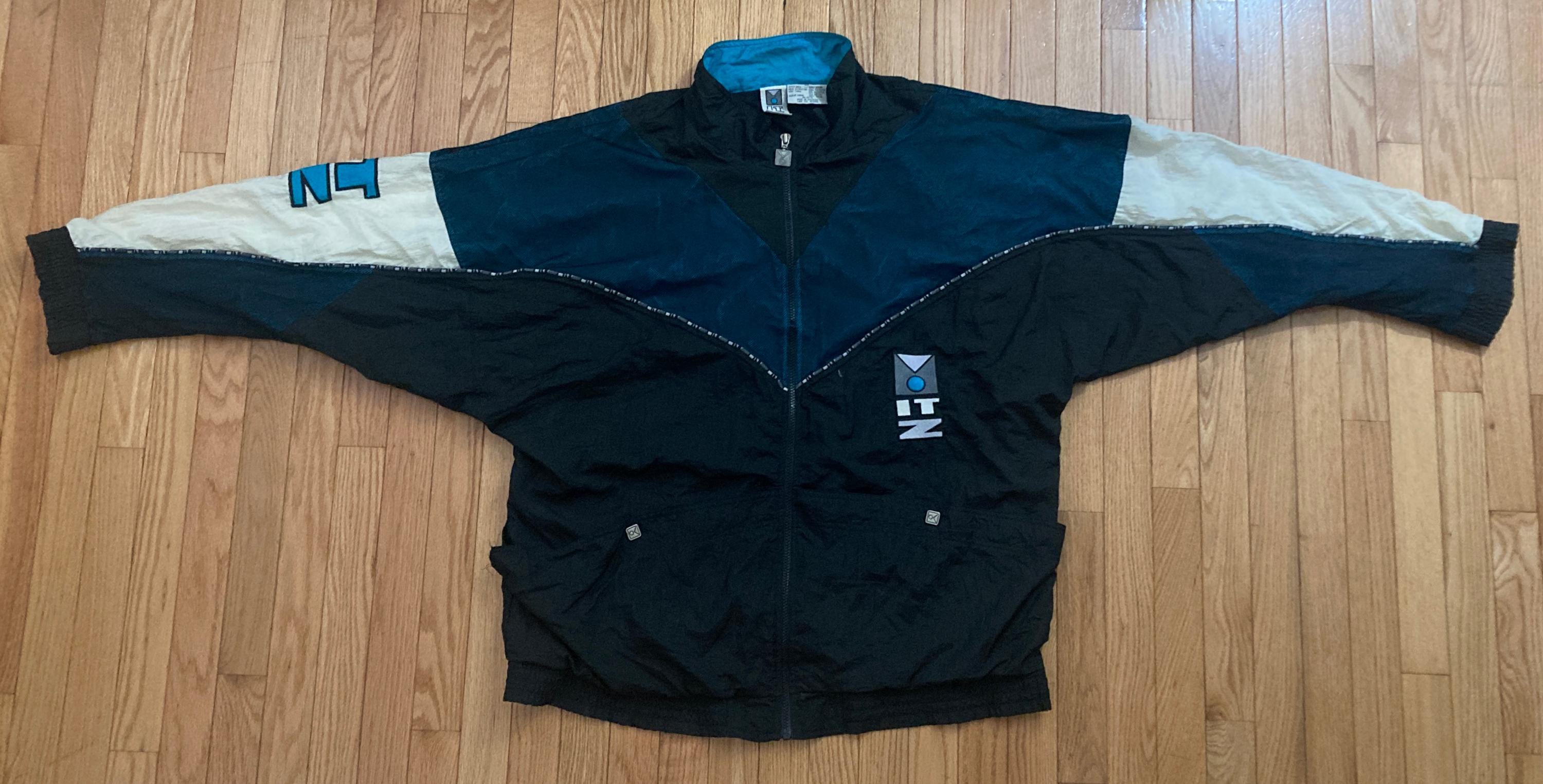 ITZ -vintage- Long-sleeve Zipper-front Windbreaker Jacket (black