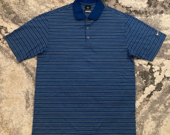 Polo Nike Golf de manga corta para hombre (rayas azules, talla L)