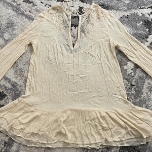 Free People Women's Long-Sleeve Dress (Off-White, Large, L) image 1