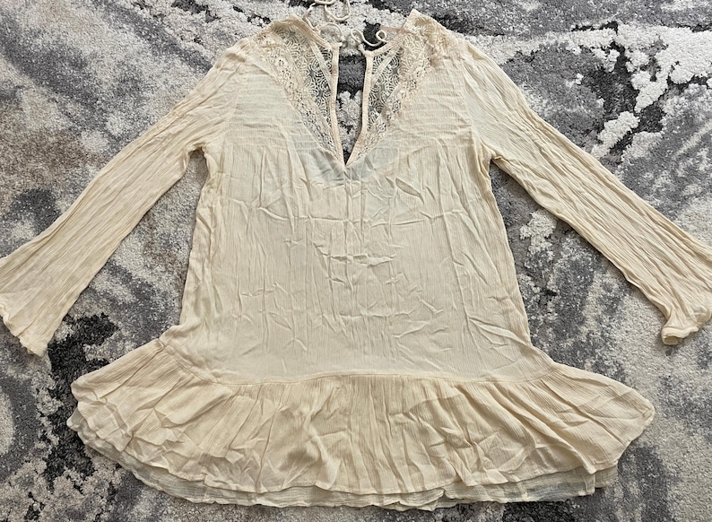 Free People Women's Long-Sleeve Dress (Off-White, Large, L) image 1