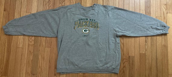 Reebok, Reebok -Vintage- Men's Long Sleeve Green Bay Packers Pullover Sweater (Grey, X-Large, XL)