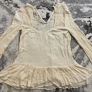 Free People Women's Long-Sleeve Dress (Off-White, Large, L) image 2