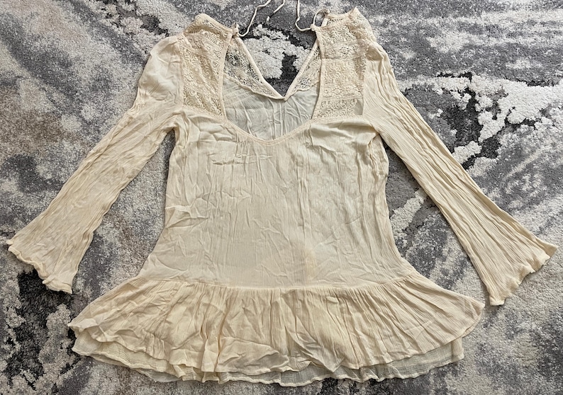 Free People Women's Long-Sleeve Dress (Off-White, Large, L) image 2