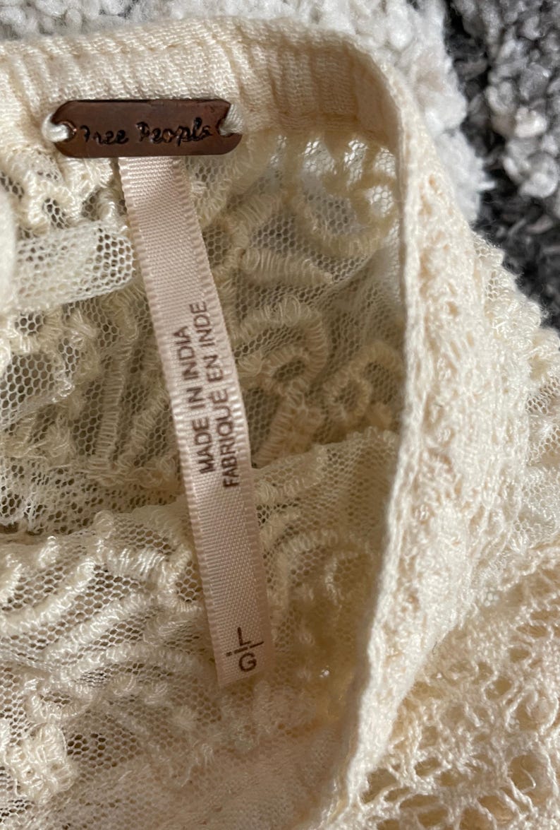 Free People Women's Long-Sleeve Dress (Off-White, Large, L) image 4
