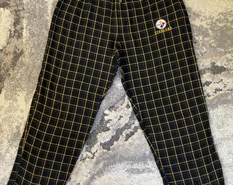 Vintage Pittsburgh Steelers Pajama Pants Large Reebok NFL Plaid Lounge Y2K