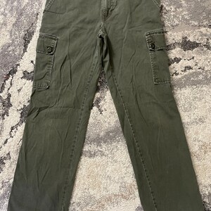 Vintage Y2K Abercrombie and Fitch Cargo Pants Size 2, Olive Green Low Rise Straight Leg Utility Trousers, Grunge Gorpcore Military Aesthetic