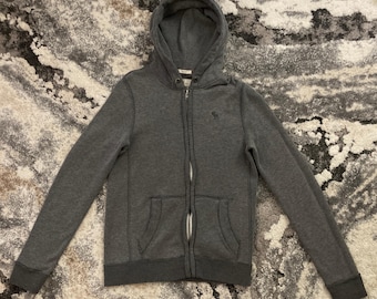 Sudadera con capucha y cremallera frontal Abercrombie & Fitch para hombre adulto (gris, talla pequeña, S)