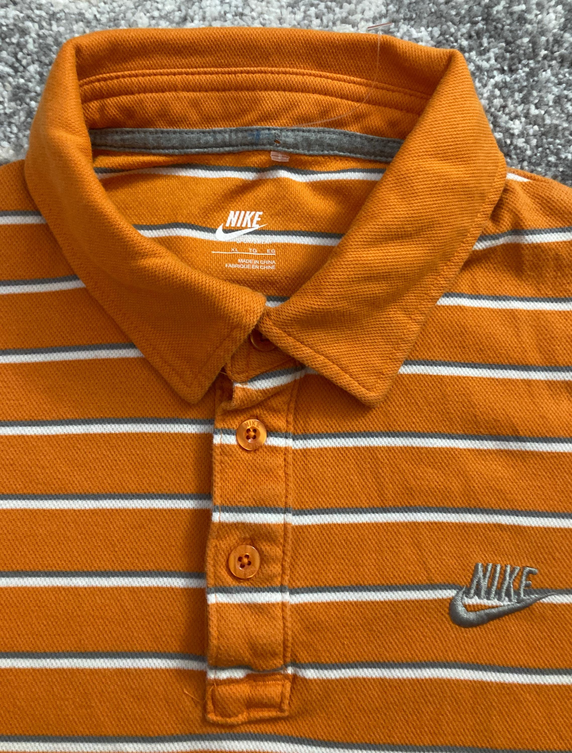 Nike Men's Short-sleeve Striped Polo Shirt (orange, X-large, XL