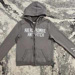 Vintage Abercrombie and Fitch Womens XL Gray Full Zip Hoodie Y2K 1892 Sleeve