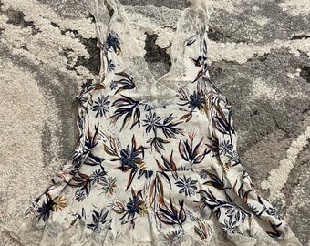 Free People Women's Intimately Night Wear Dress ((Floral White, Large, L)