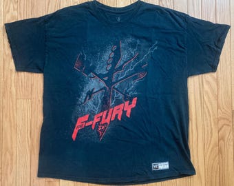 WWE WWF Men's Short-Sleeve 5 Fury Brock Lesnar Graphic T-Shirt (Black, Large, L)