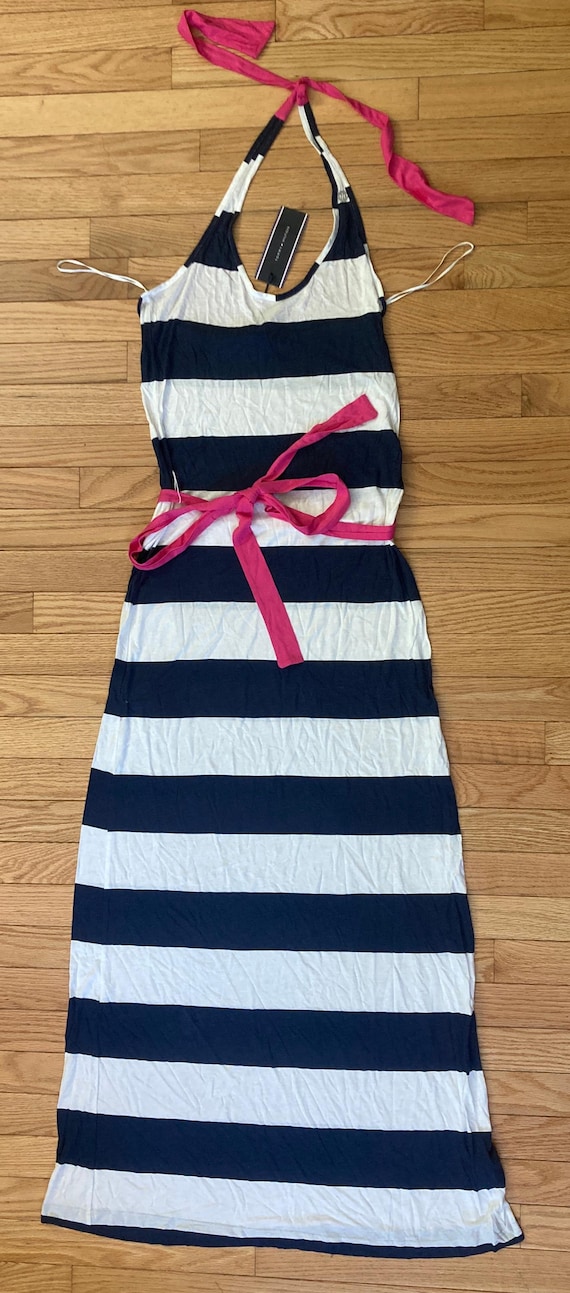 chinese dress ladies Tommy Hilfiger Halter Maxi Dress Womens L Pink White Striped Cotton Mo –  Tiffany's Treasures and Trinkets main image 1