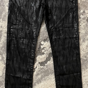 Rock & Republic Black Snakeskin Jeans 12M, Coated Python Print Slim Skinny Pants, Goth Grunge Rocker Edgy Chic Aesthetic Size 12 Stretch