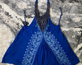 Blusa con estampado floral para mujer de Free People (azul, talla grande, L)