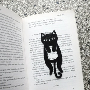 Cat Bookmark 3D Printed in Black Plastic image 1