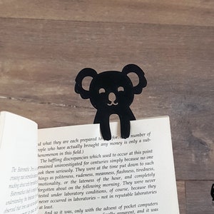 Koala Bookmark Stampato in 3D in plastica nera immagine 2