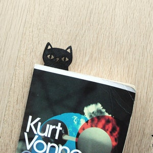 Cat Bookmark 3D Printed in Black Plastic image 3