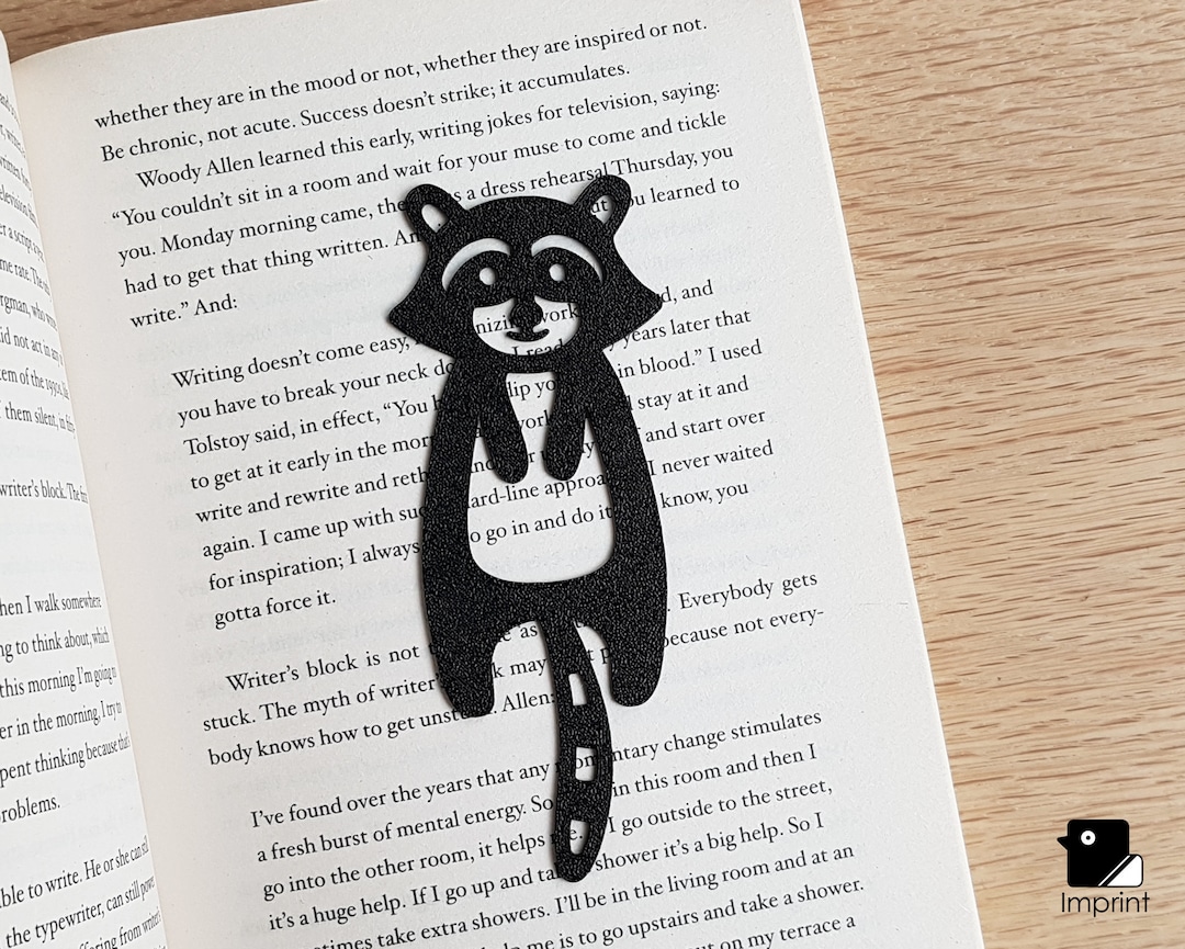Raccoon Bookmark - 3D Printed in Black Plastic - Etsy