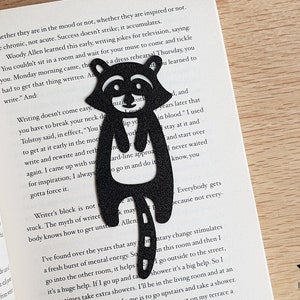 Raccoon Bookmark - 3D Printed in Black Plastic