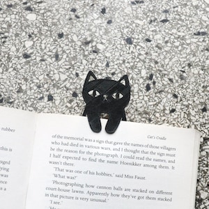 Cat Bookmark 3D Printed in Black Plastic image 2