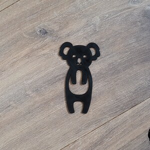 Koala Bookmark Stampato in 3D in plastica nera immagine 4