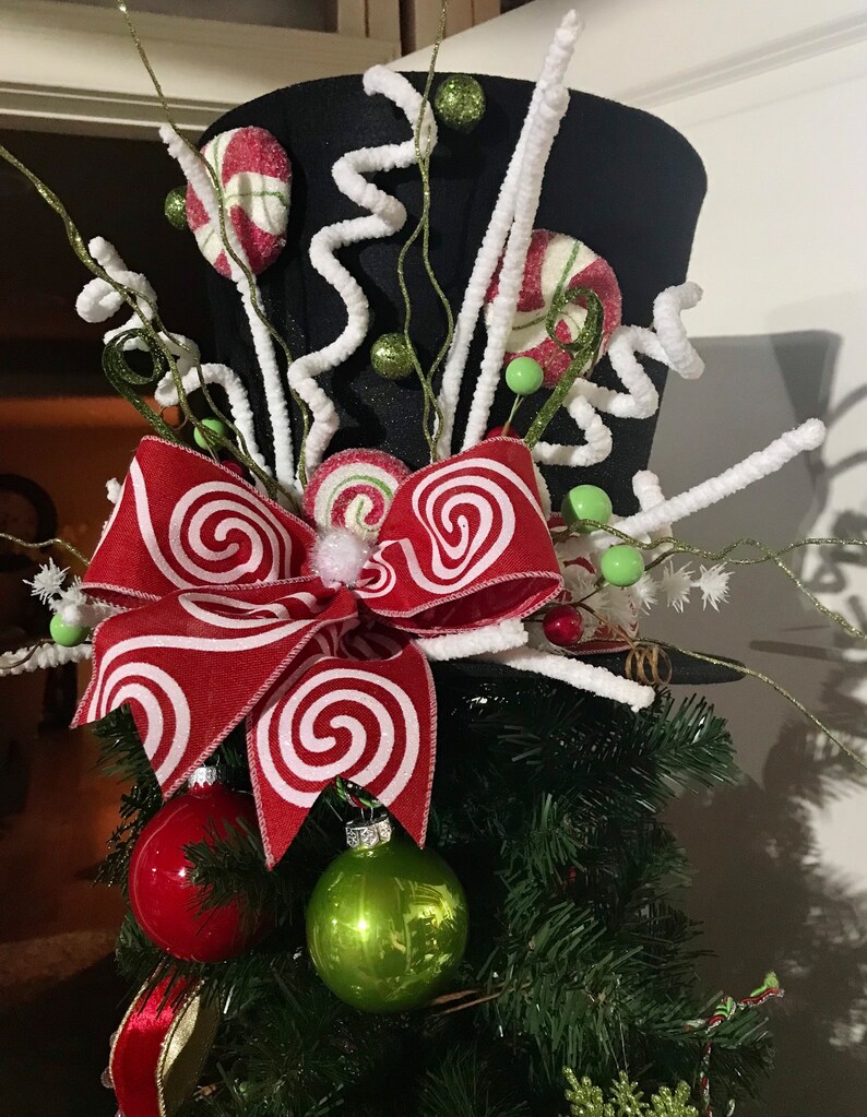Tree Topper Hat Candy Themed Tree Topper Whimsical Tree Topper Etsy