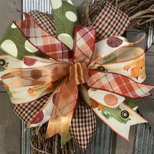 Fall Bow Multi Ribbon Bows Bow for Fall Pumpkin Bow Wreath Bow Lantern Bow Mailbox Swag Bow Ready to Ship