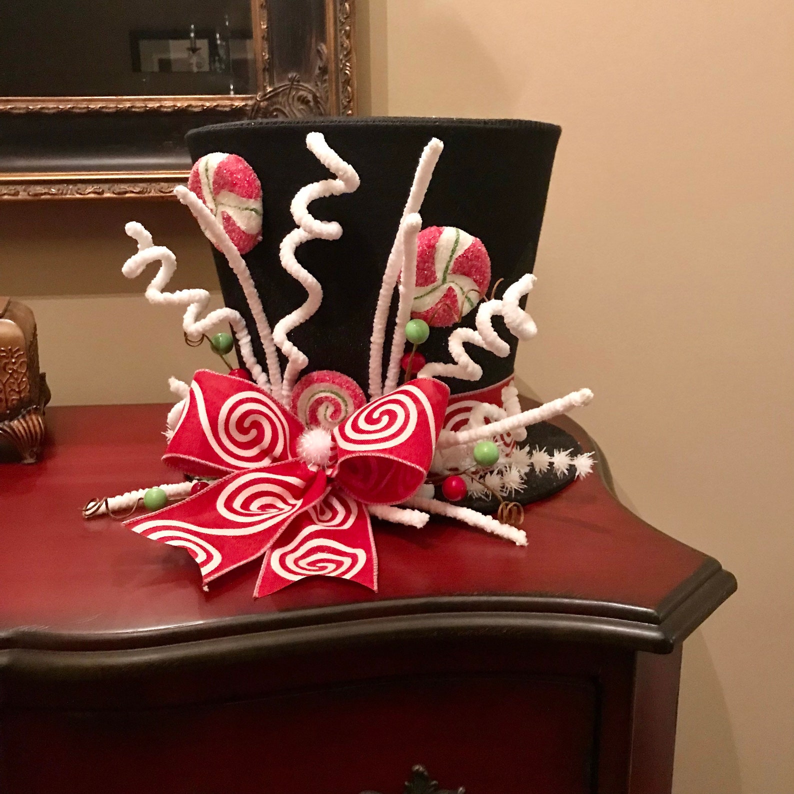 Tree Topper Hat Candy Themed Tree Topper Whimsical Tree Topper Etsy