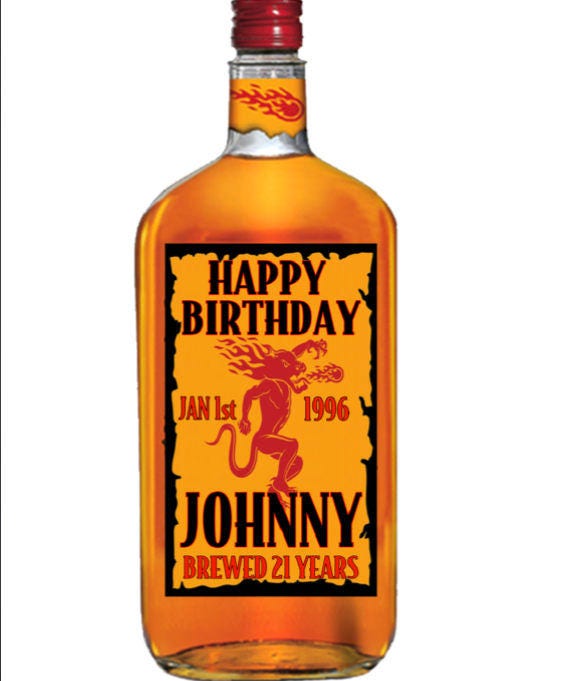 Printable Set of Happy Birthday Fireball Labels Brewed For | Etsy