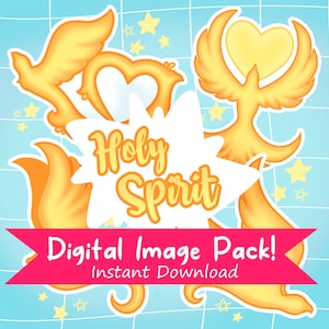 5 Sticker Designs Pack, Holy Spirit dove, dove of light, silhouette sticker downloads, cute bird digital image pack, Christian stickers