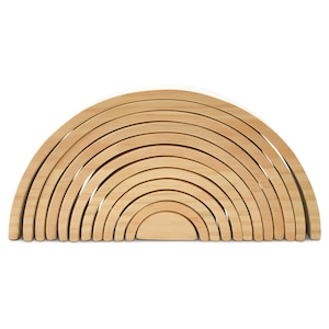 14.5&quot; Natural Wooden Rainbow Stacker- 12 piece XL Wooden Rainbow- DIY- Open ended play