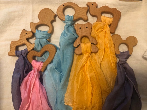 wood and silk teether