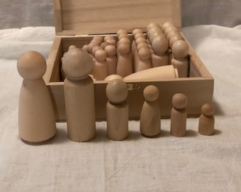 wooden peg dolls, Waldorf peg people, DIY peg dolls, peg doll kit