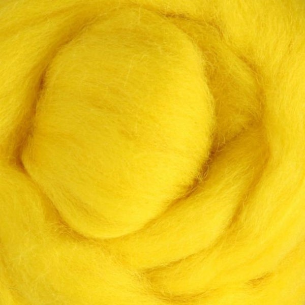 Corriedale wool roving- 027 Yellow- wet felting- needle felting- spinning- arm knitting