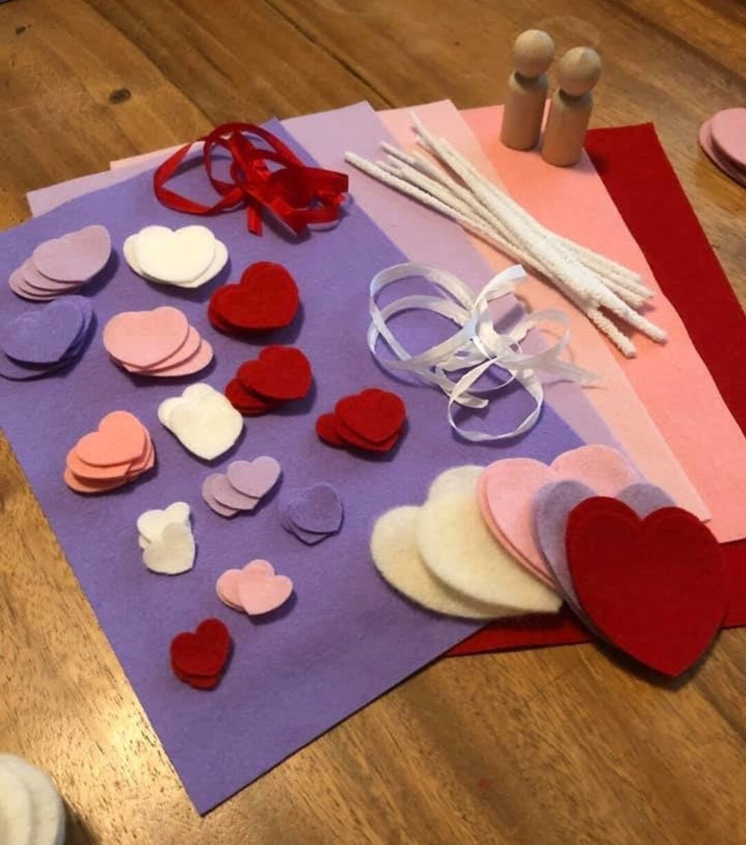 Valentine's Day DIY Kit, 100 Wool Felt, Ecofriendly Valentine's, Fun