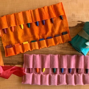Waldorf Crayon Roll- for Stockmar or Filana Block and Stick  Crayons- Crayon Pouch- Waldorf Supplies
