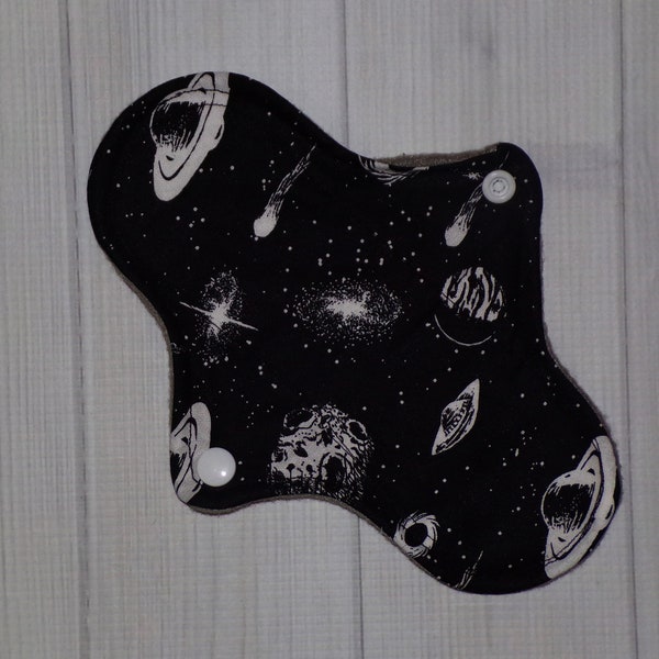 Cloth pads, made to order, celestial space fabric, 6 8 9 10 12 inch pads, zero waste self care gift, reusable organic washable panty liners