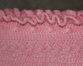 aurora blanket, double ruffle baby blanket, pink baby girl blanket, winter blanket, ready to ship blanket, couverture bb, stroller blanket
