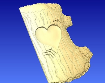 Happy Valentines Day! Pattern of heart wood  carved into log.  Just add initials and cut on cnc router!  3d clipart for cnc projects